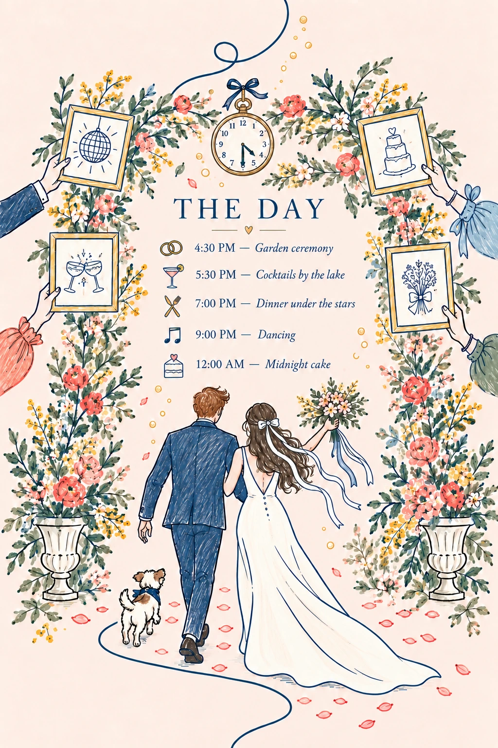 Wedding day timeline for Amélie and Julien